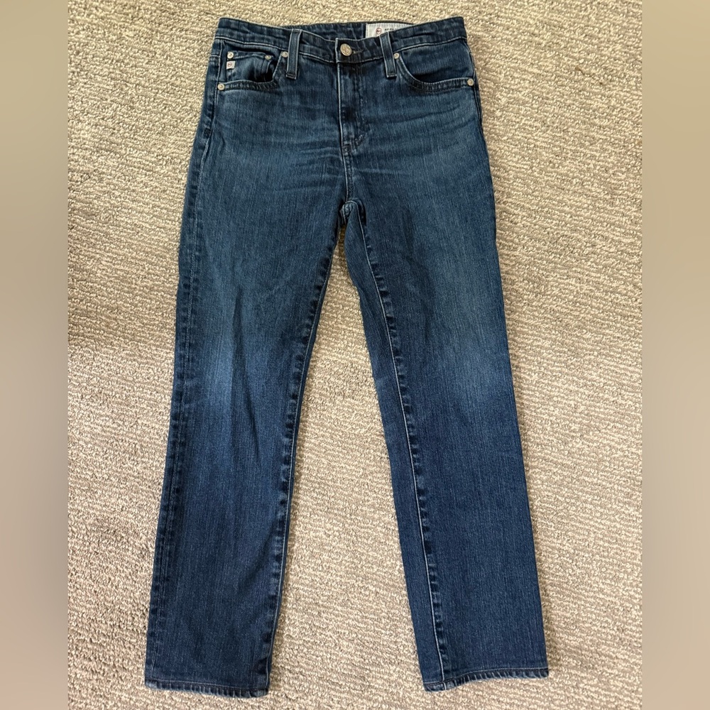 AG The Isabelle High Rise Straight Crop Jeans 25 Dark Wash